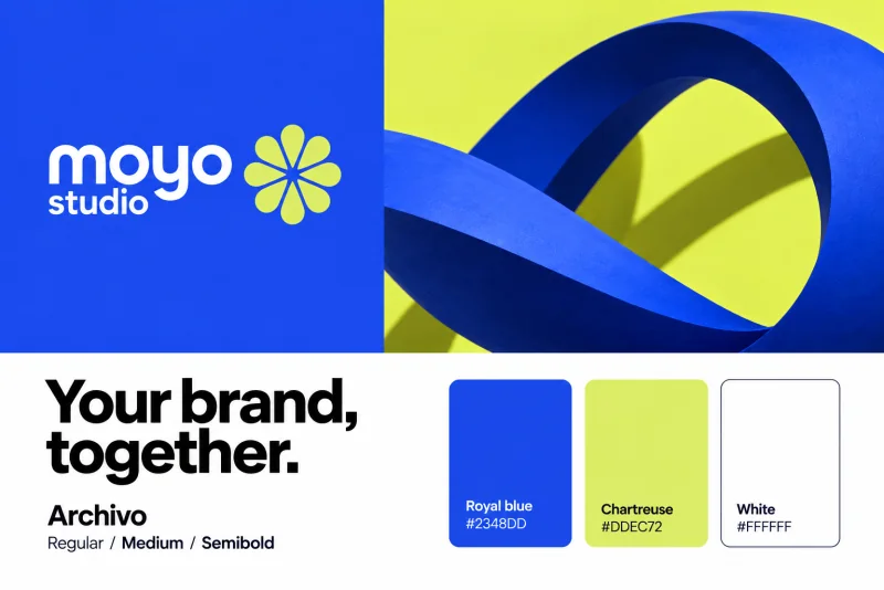 Moyo Studio logo and colours sheet